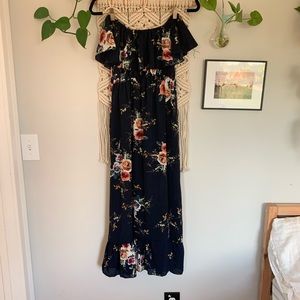 Navy Off the shoulder flower dress